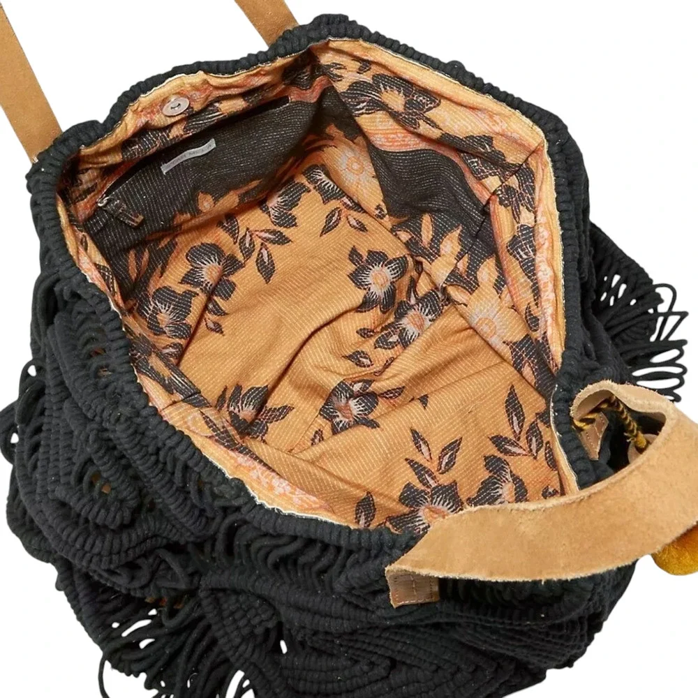 STAR MELA Marga macrame tote oversized cotton shoulder bag navy boho purse NEW - Picture 4 of 7